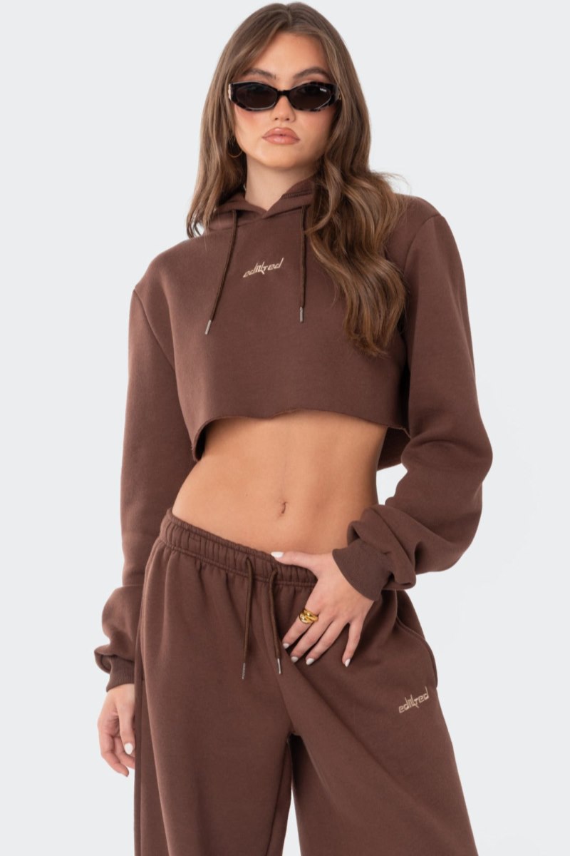 Edikted Brenna Cropped Hoodie Blue | USA UO663156X6