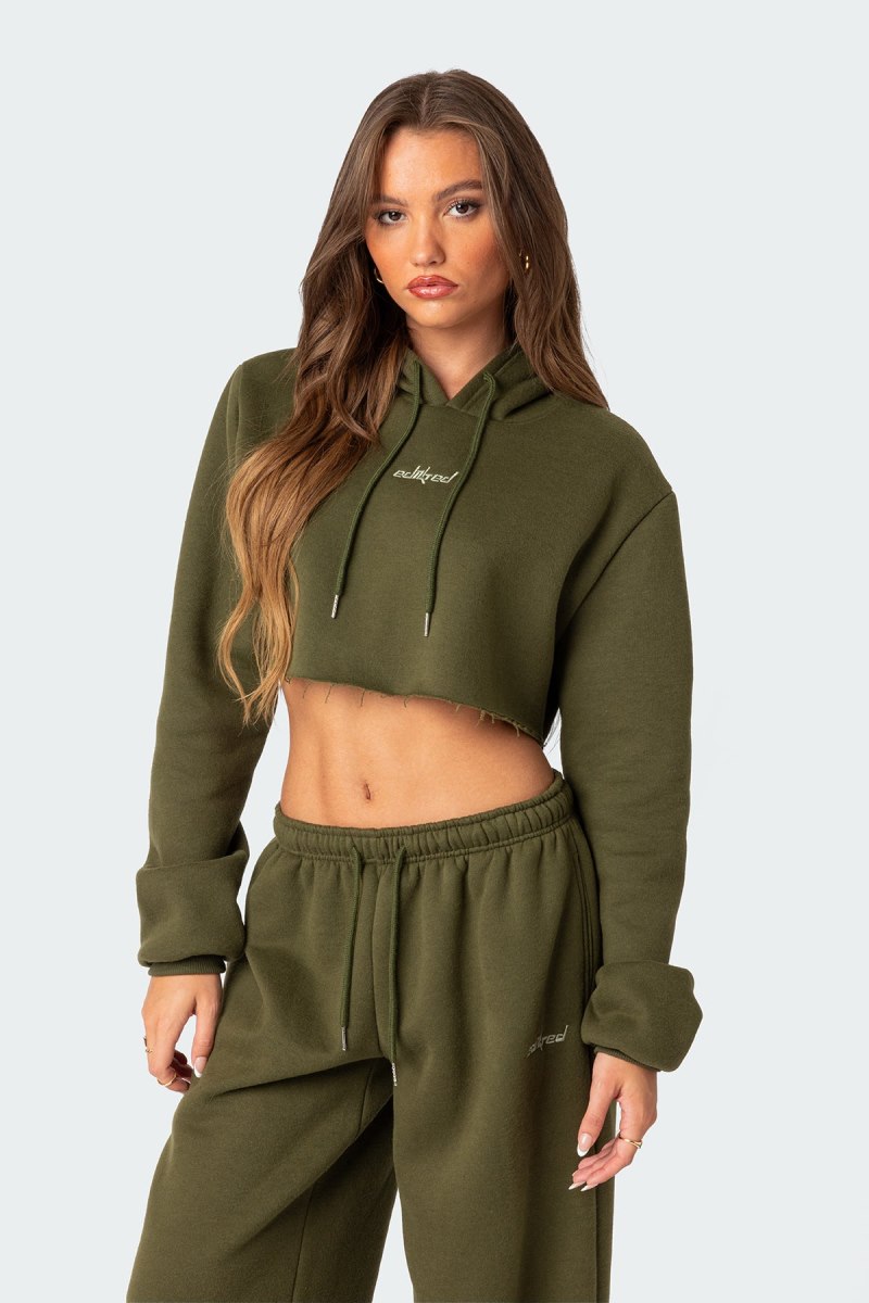 Edikted Brenna Cropped Hoodie Crop Tops Blue | USA OU112221C4