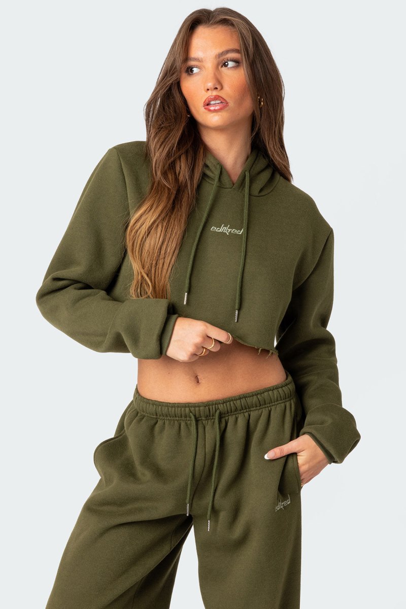 Edikted Brenna Cropped Hoodie Crop Tops Blue | USA OU112221C4