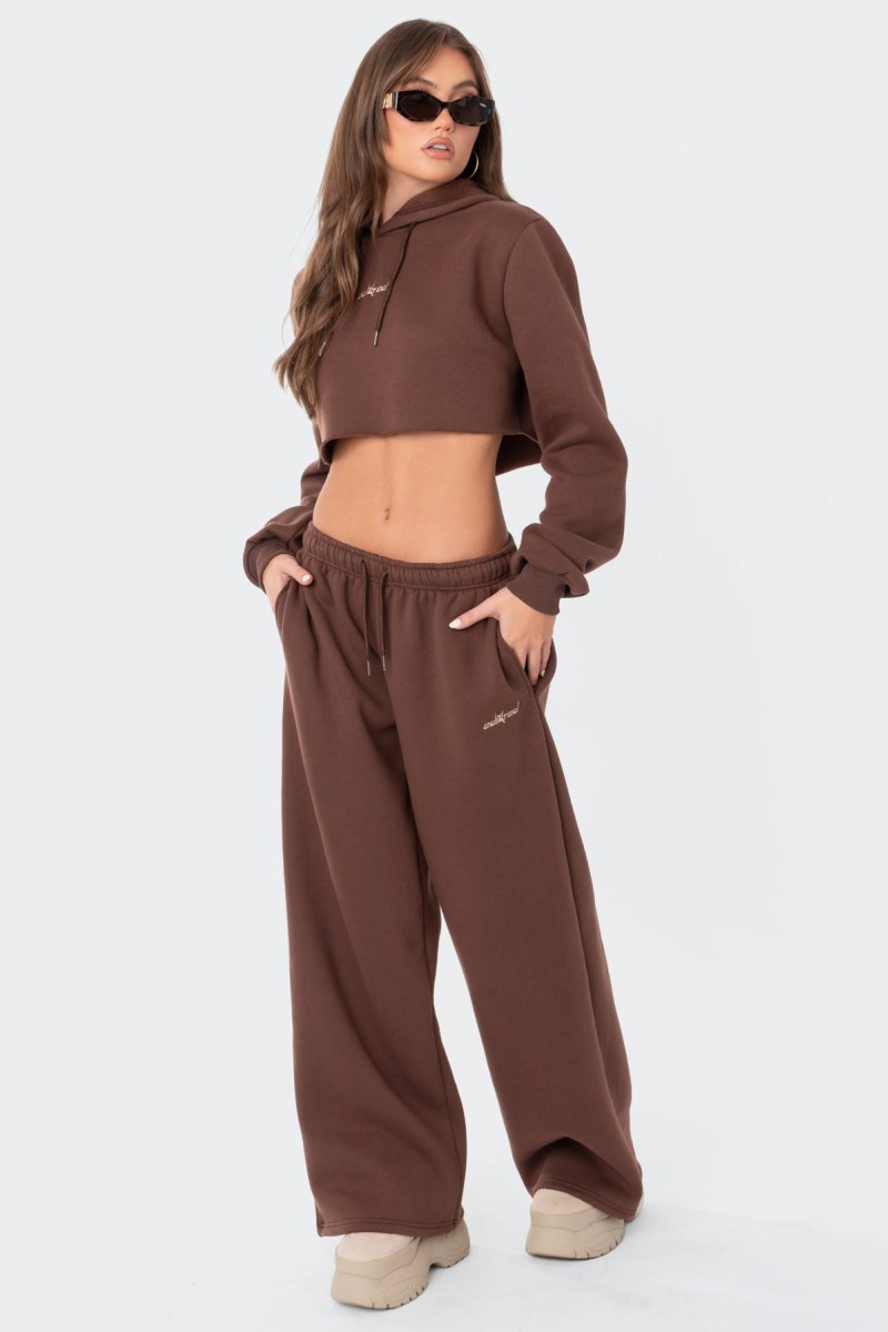 Edikted Brenna Low Rise Wide Sweatpants Pants Blue | USA NQ221322M7