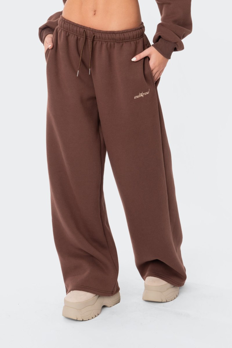 Edikted Brenna Low Rise Wide Sweatpants Pants Blue | USA NQ221322M7