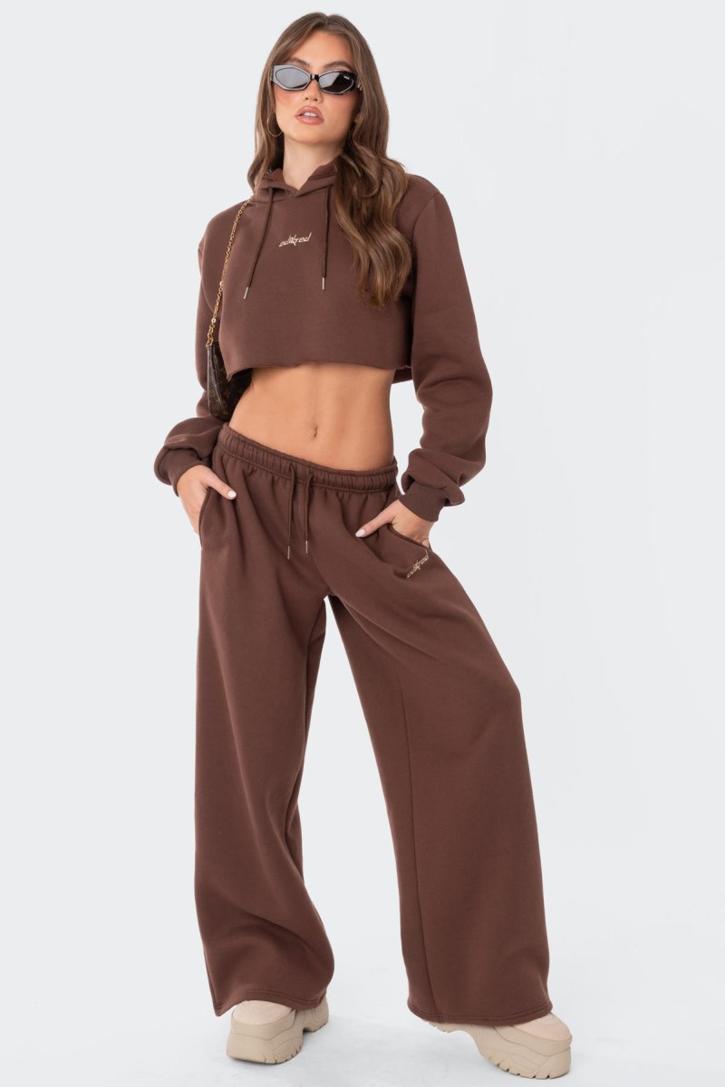 Edikted Brenna Low Rise Wide Sweatpants Pants Blue | USA NQ221322M7