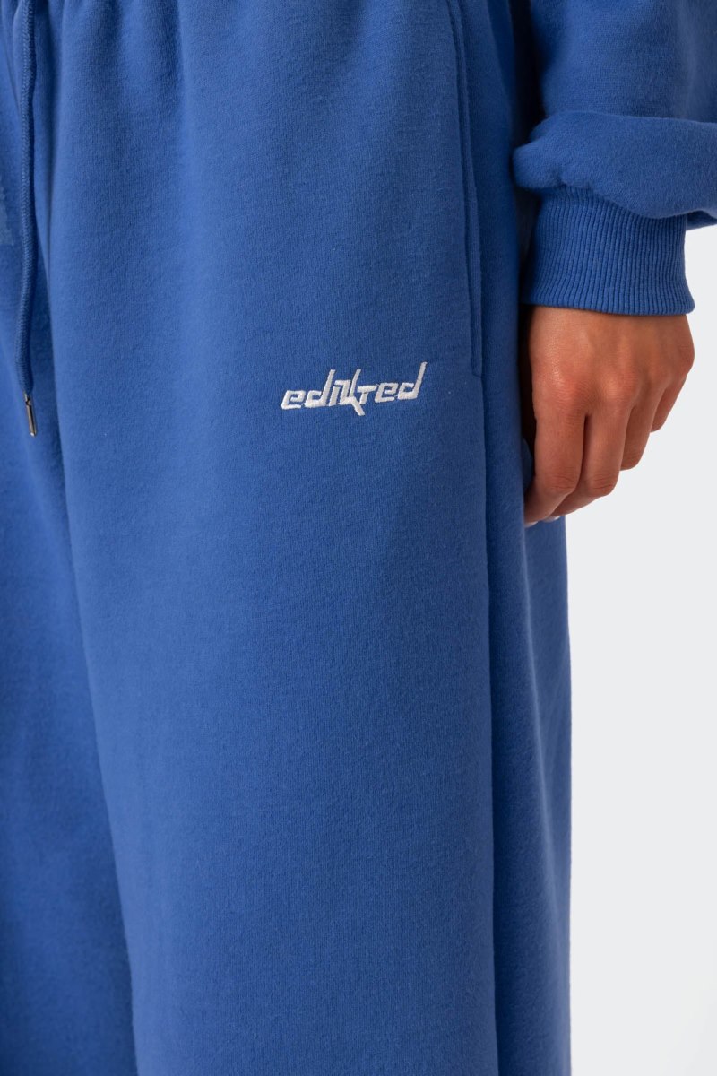 Edikted Brenna Low Rise Wide Sweatpants Pants Blue | USA OU870077F0
