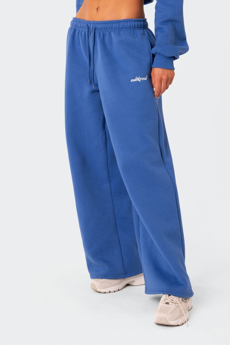Edikted Brenna Low Rise Wide Sweatpants Pants Blue | USA OU870077F0