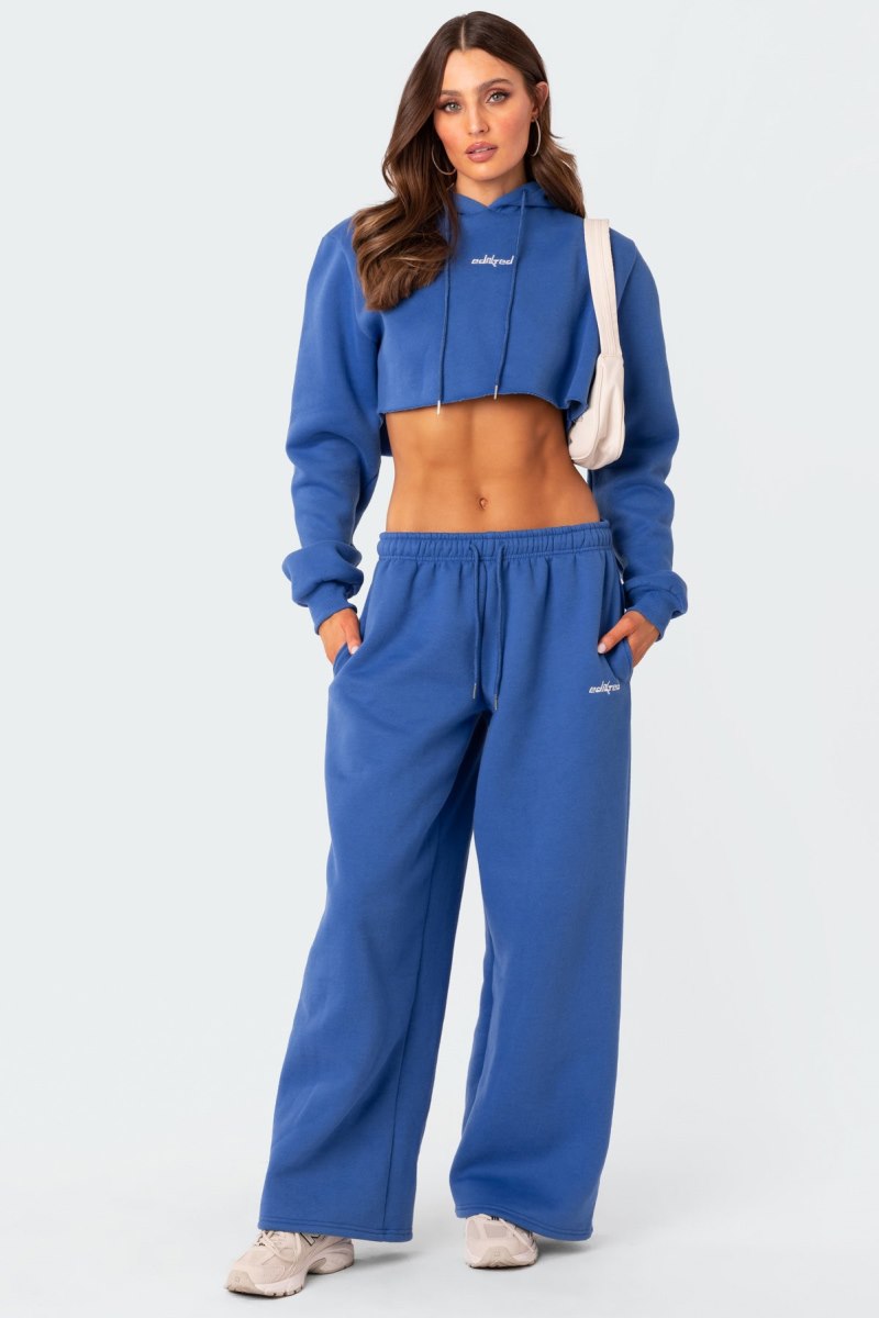 Edikted Brenna Low Rise Wide Sweatpants Pants Blue | USA OU870077F0