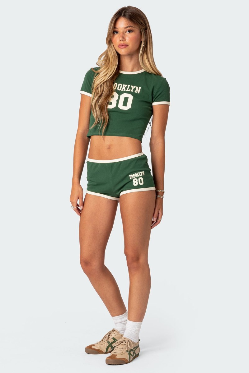 Edikted Brooklyn Contrast T Shirts Green | USA WL589398G2