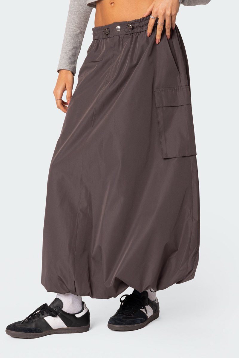 Edikted Bubble Cargo Nylon Maxi Skirts Gray | USA TX001390E3