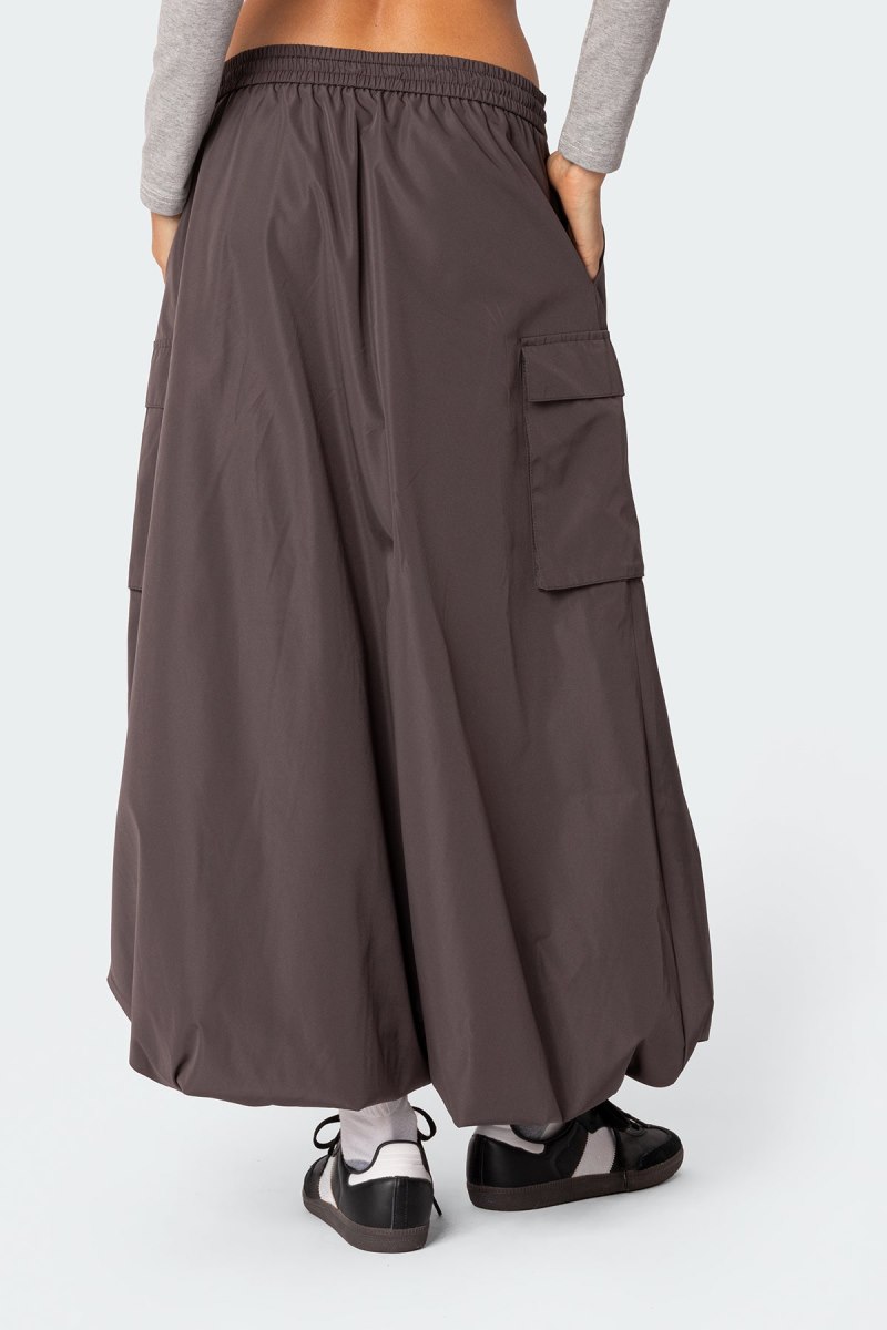 Edikted Bubble Cargo Nylon Maxi Skirts Gray | USA TX001390E3