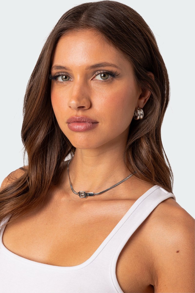 Edikted Buckle Belt Choker Necklaces Silver | USA CO212161Z6