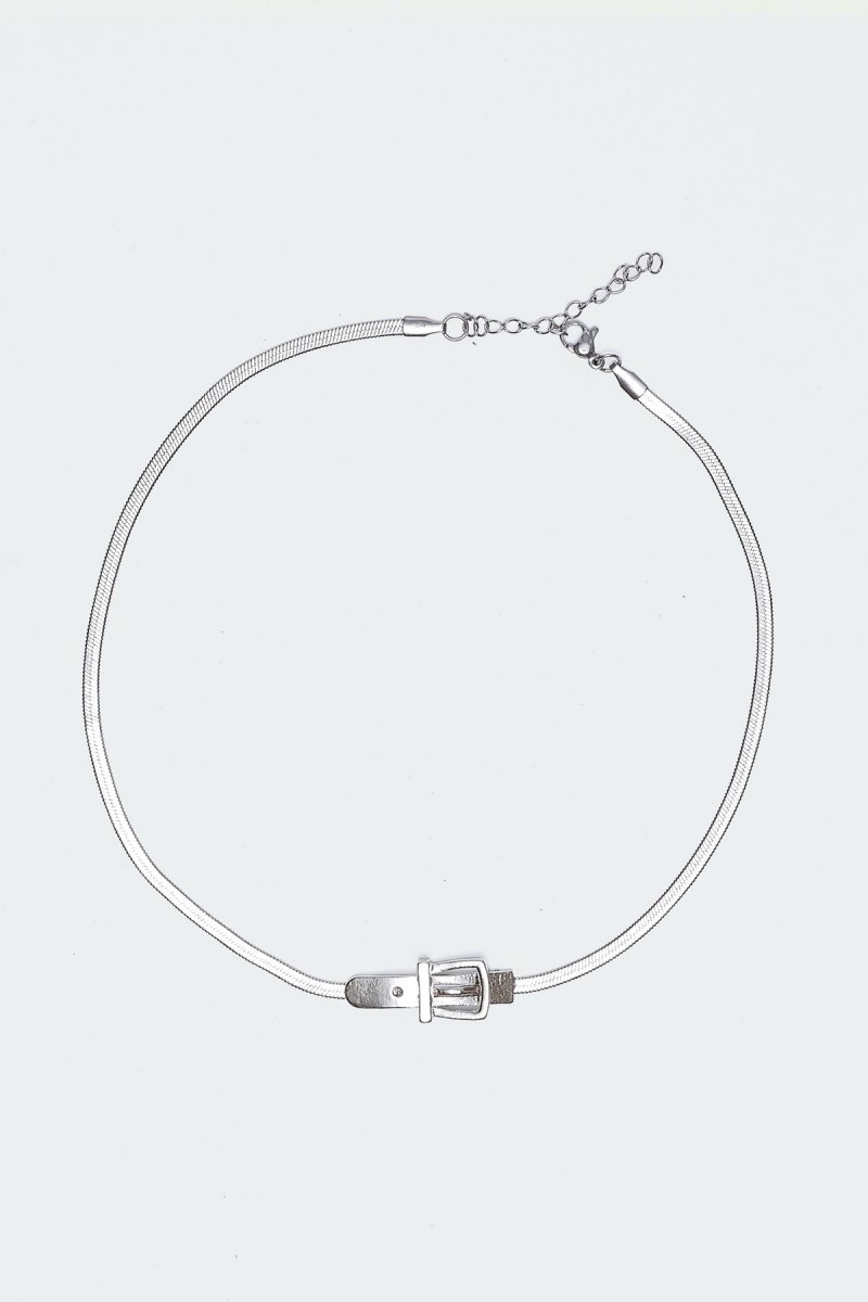 Edikted Buckle Belt Choker Necklaces Silver | USA CO212161Z6
