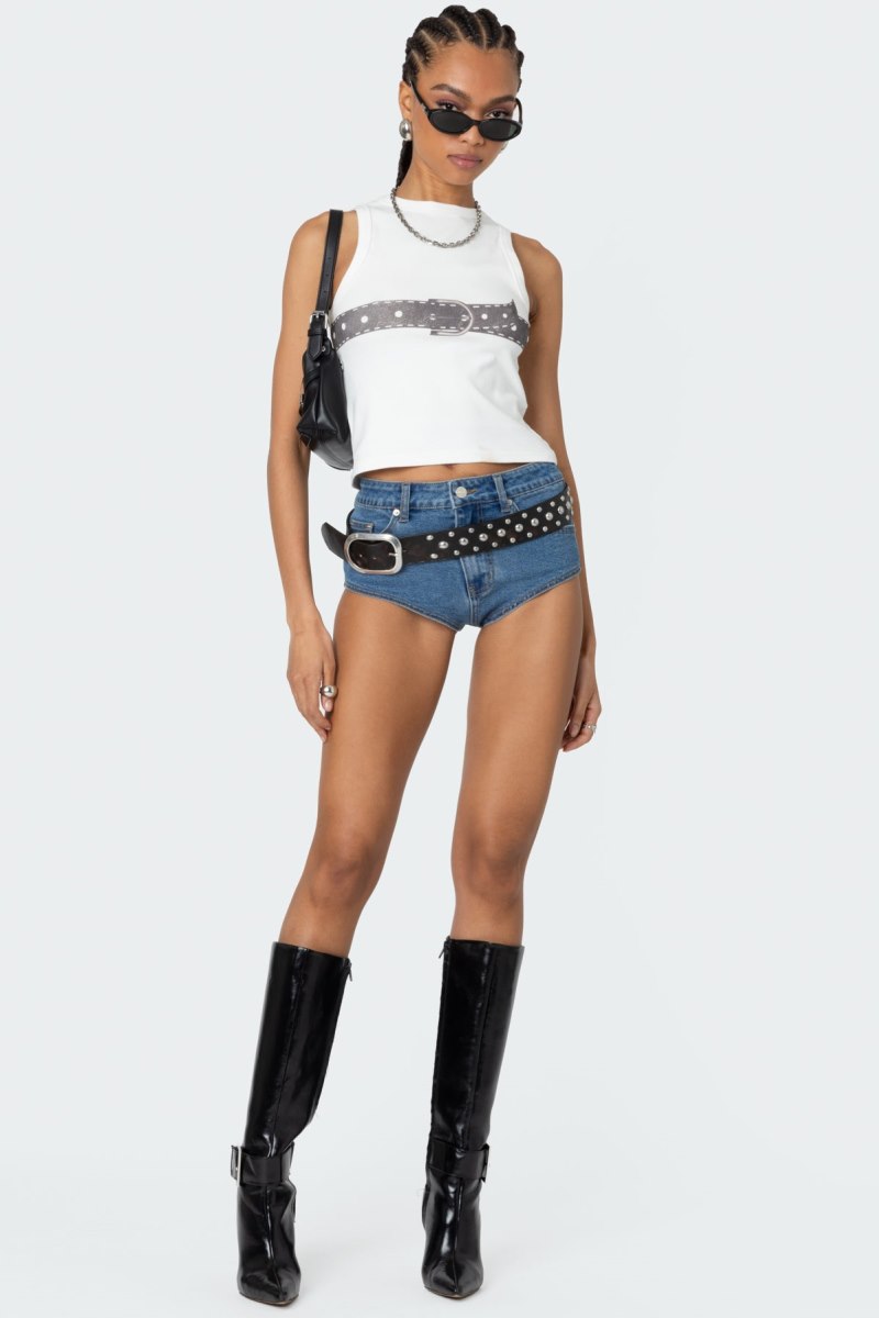 Edikted Buckled Up Tank Graphic Tops White | USA KJ149844U0