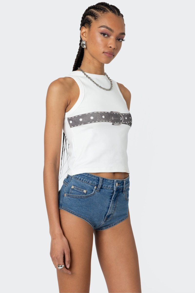 Edikted Buckled Up Tank Graphic Tops White | USA KJ149844U0