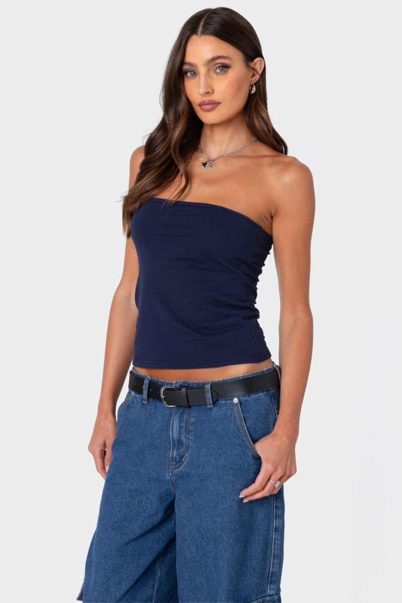 Edikted Built In Bra Tube Strapless Tops Black | USA WK563806E9