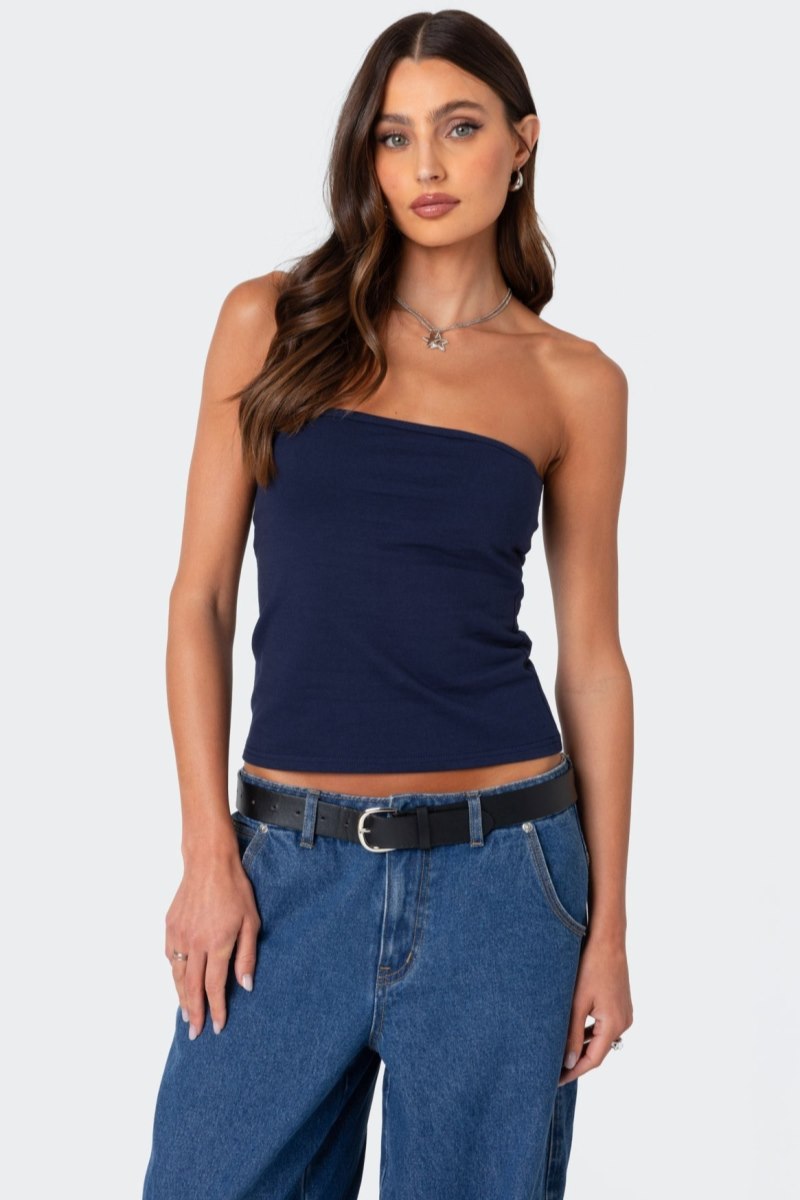 Edikted Built In Bra Tube Strapless Tops Black | USA WK563806E9