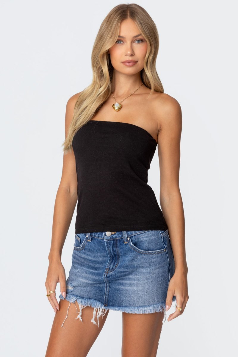 Edikted Built In Bra Tube Strapless Tops Black | USA US624952Q9