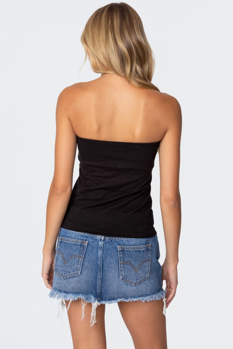 Edikted Built In Bra Tube Strapless Tops Black | USA US624952Q9