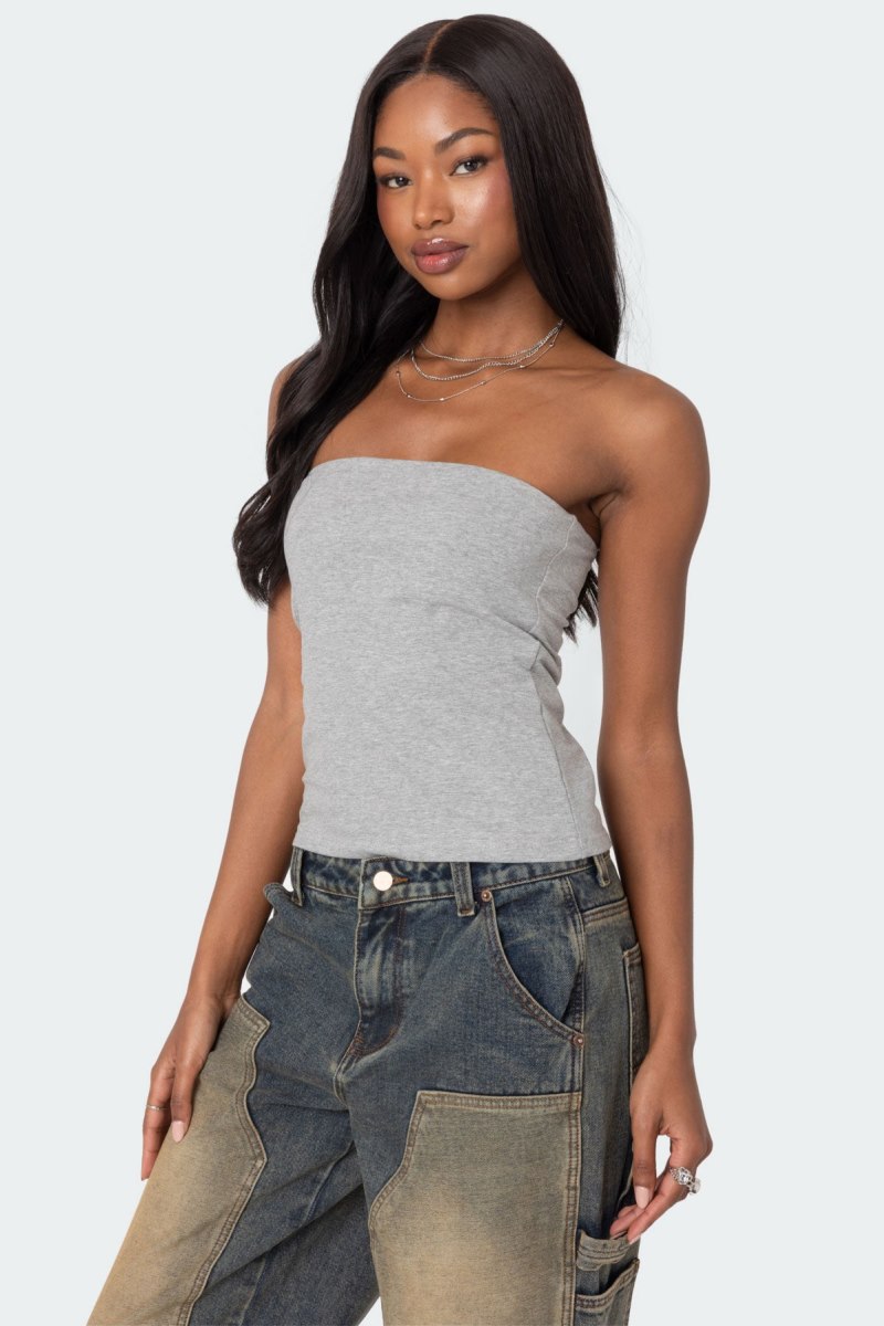Edikted Built In Bra Tube Strapless Tops Black | USA DO929582S5