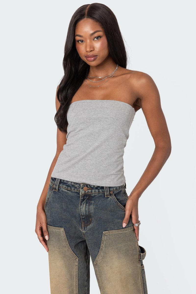 Edikted Built In Bra Tube Strapless Tops Black | USA DO929582S5