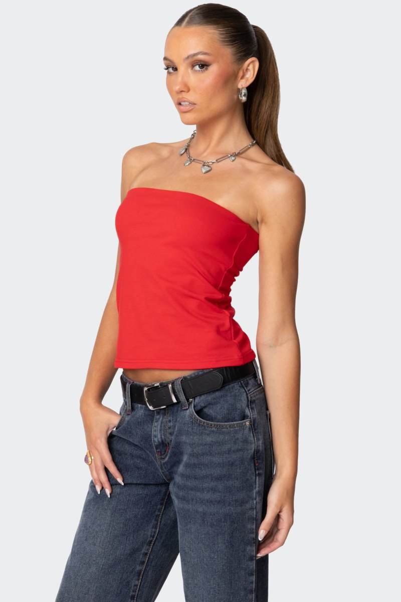 Edikted Built In Bra Tube Strapless Tops Black | USA TI513601O2