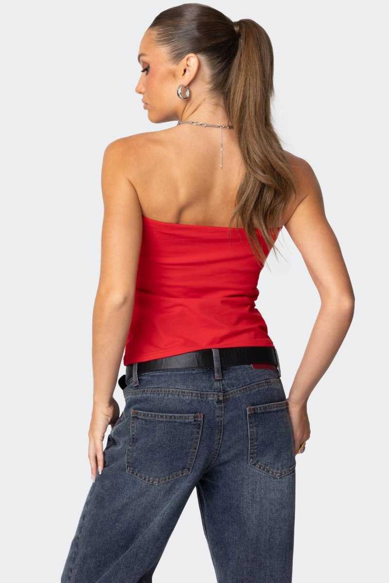 Edikted Built In Bra Tube Strapless Tops Black | USA TI513601O2