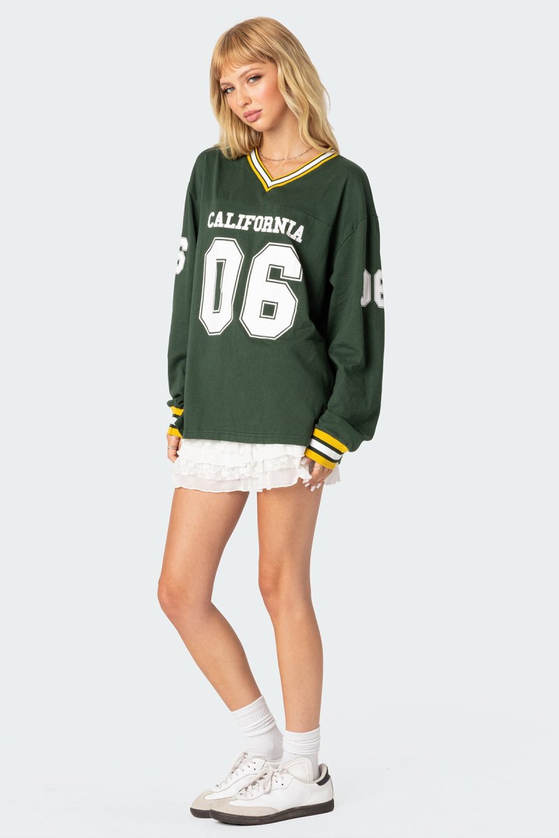 Edikted Cali Oversized Baseball T-Shirt Long Sleeve Tops Green | USA MP133413U4