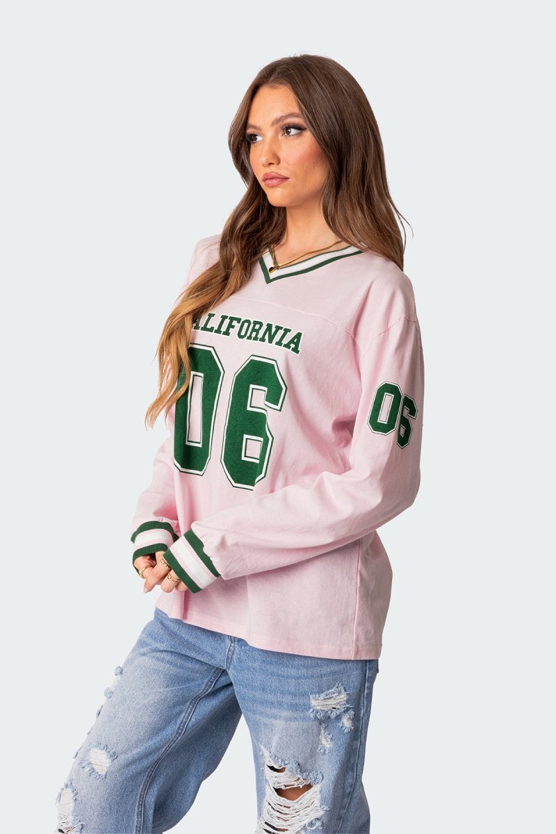 Edikted Cali Oversized Baseball T Shirt Long Sleeve Tops Green | USA OZ086338D1