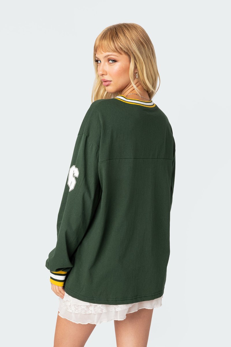 Edikted Cali Oversized Baseball T Shirts Green | USA UE183108V4