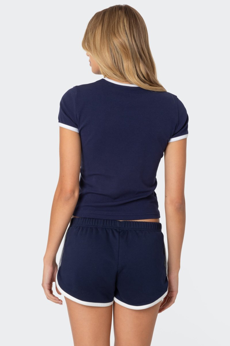 Edikted California T Shirt Graphic Tops Navy | USA XS473867T2