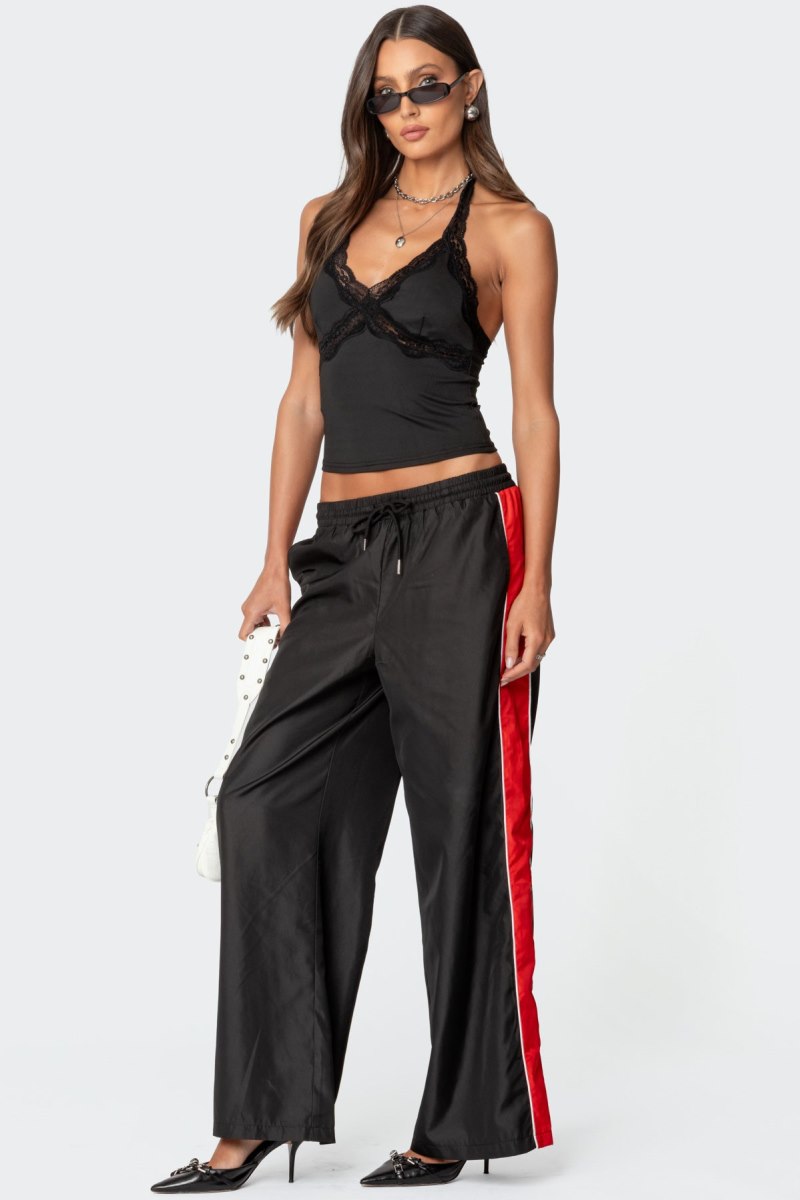 Edikted Cameron Contrast Panel Track Pants Black | USA ZK063416G2