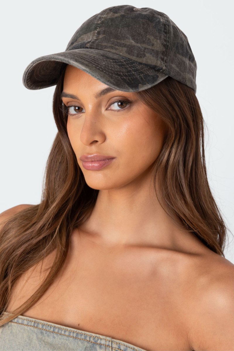 Edikted Camo Baseball Hats Olive | USA OK931993Q2