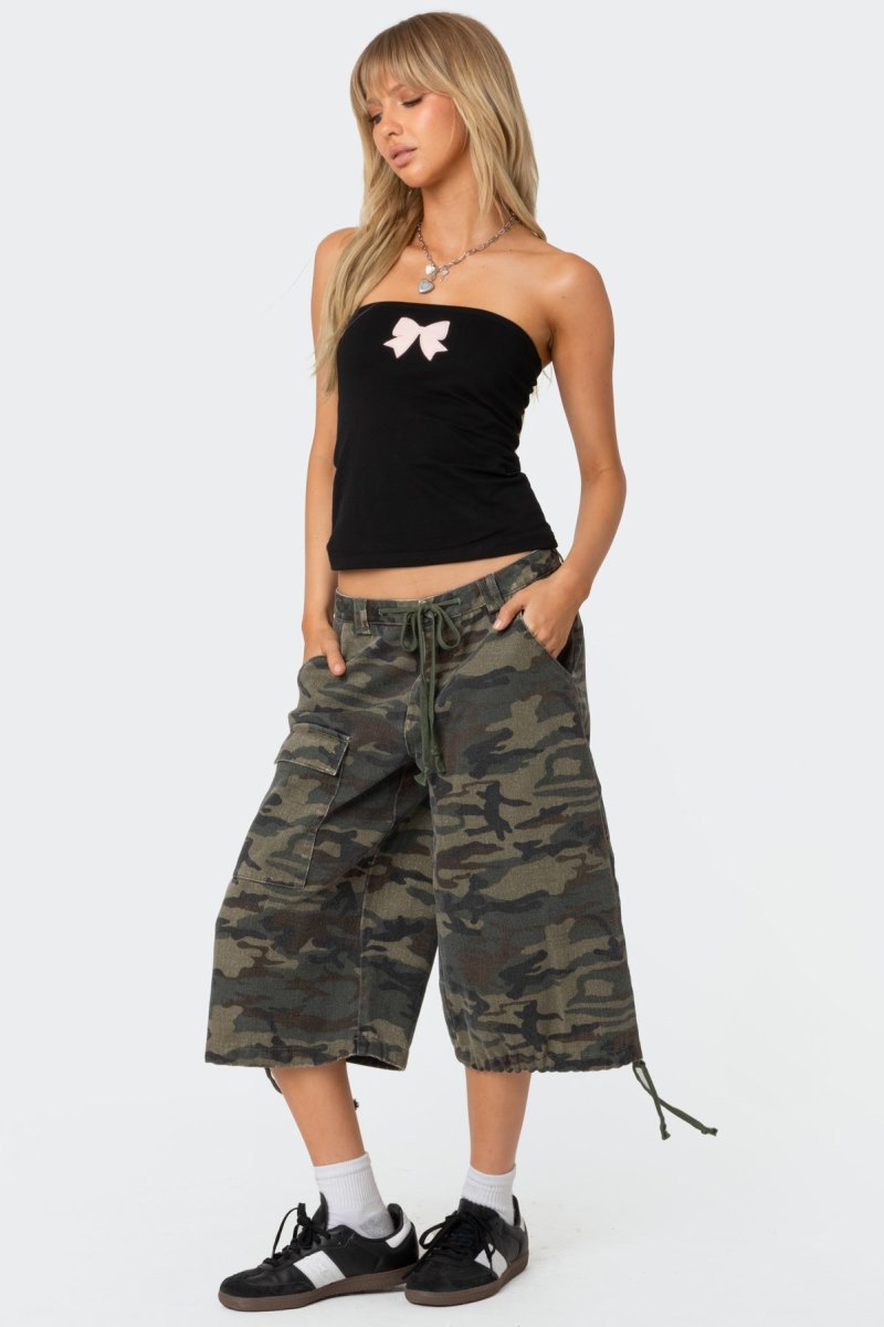 Edikted Camo Cargo Bermuda Shorts Olive | USA UQ494719Z8