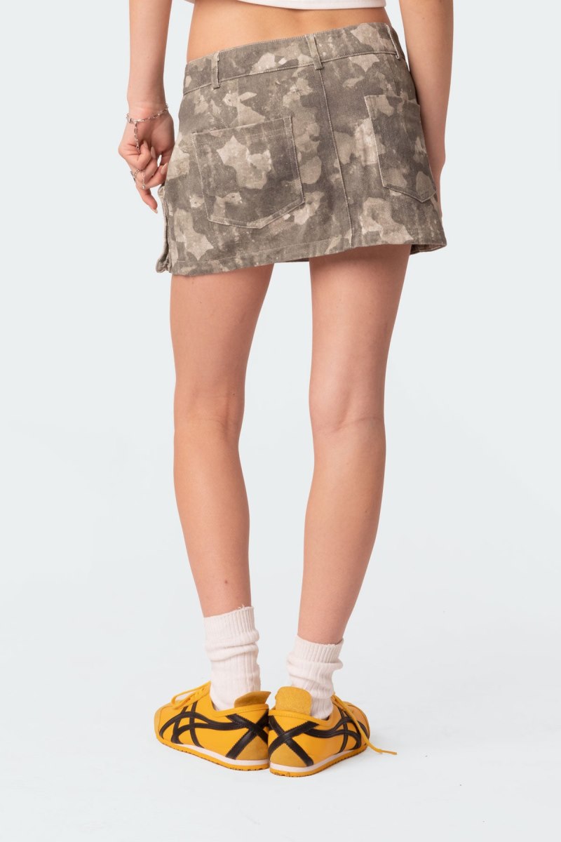 Edikted Camo Low Rise Denim Cargo Mini Skirts Olive | USA PZ735573W0