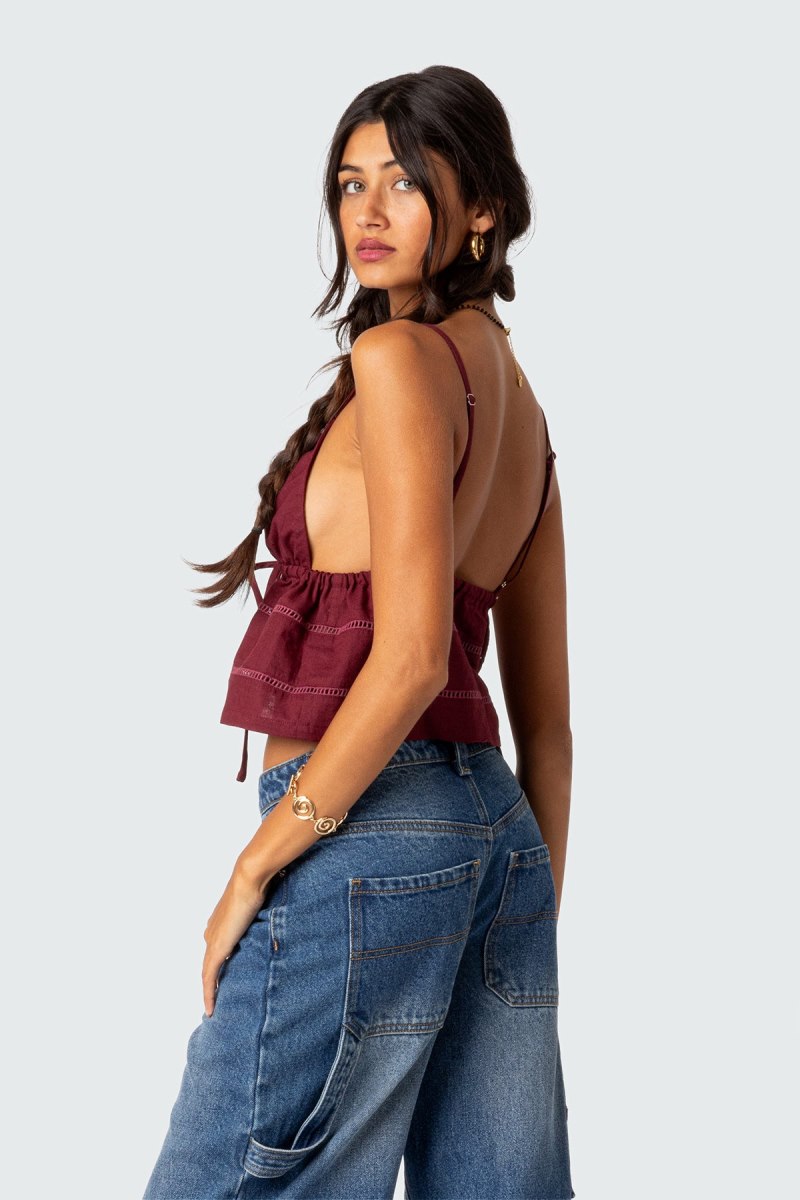 Edikted Candy Cotton Tie Front Tank Top Blue | USA VM965466R0