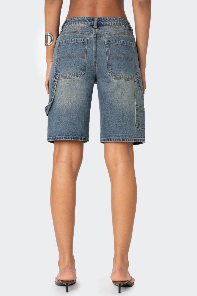 Edikted Carpenter Denim Bermuda Shorts Blue | USA QT615341J2