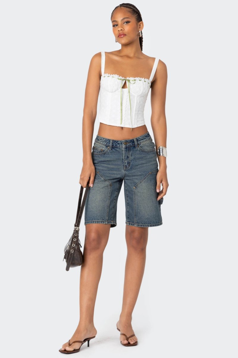 Edikted Carpenter Denim Bermuda Shorts Blue | USA QT615341J2
