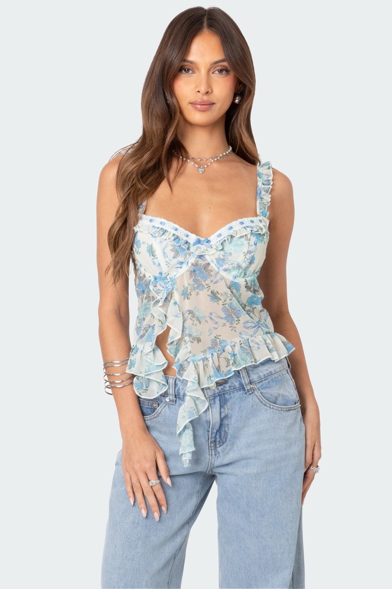 Edikted Cascade Ruffled Bra Tank Top Mix | USA MA082918D1