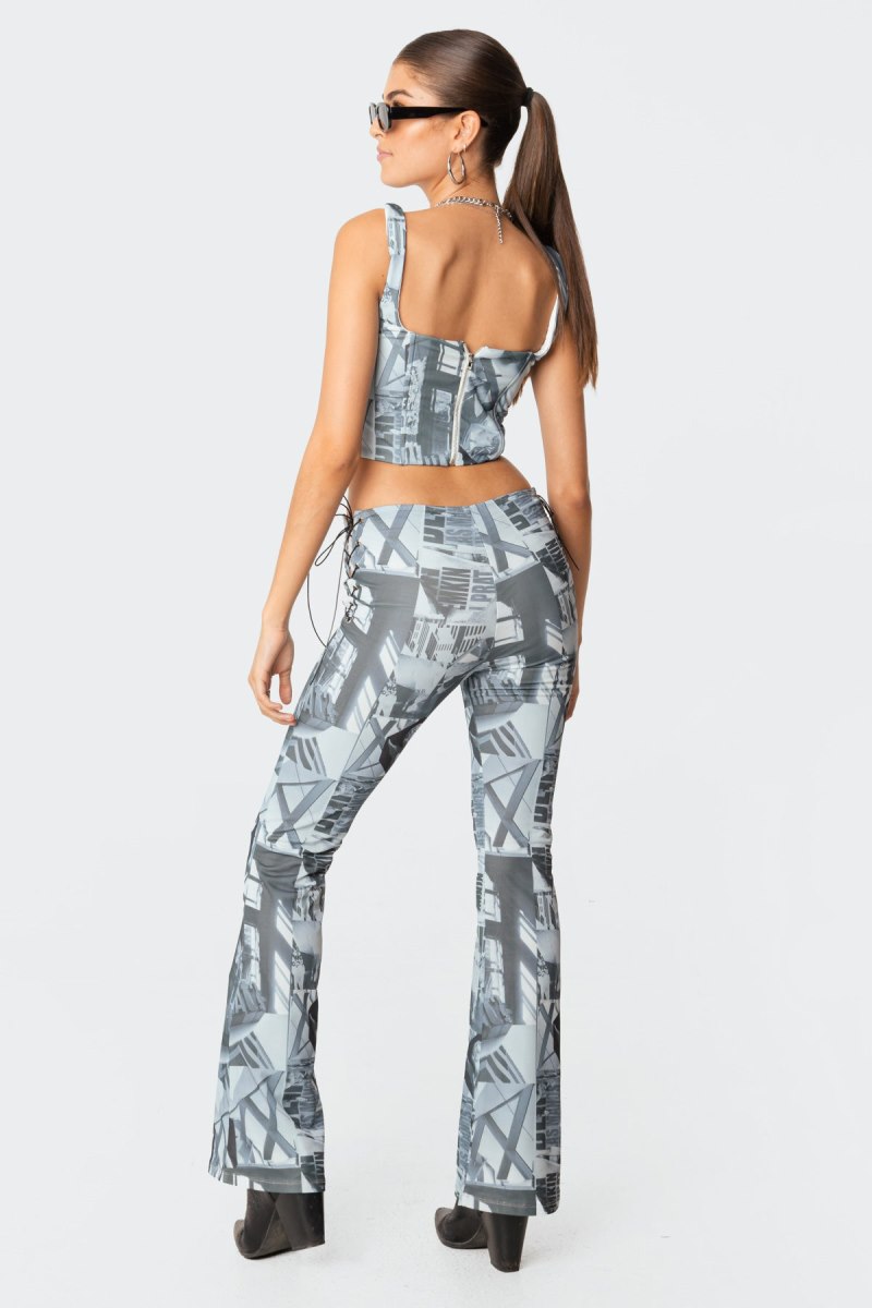 Edikted Casper Laced Flared Pants Mix | USA LD589338H5