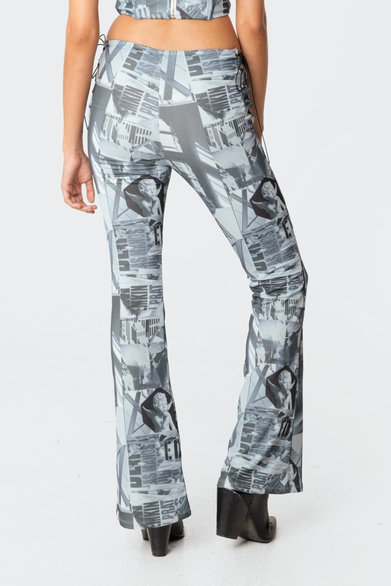 Edikted Casper Laced Flared Pants Mix | USA LD589338H5