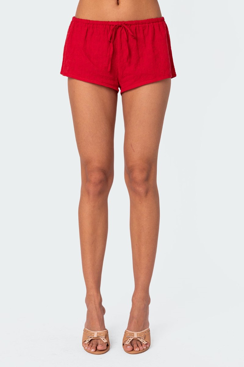 Edikted Cayenne Eyelet Micro Shorts Red | USA WK691329M8
