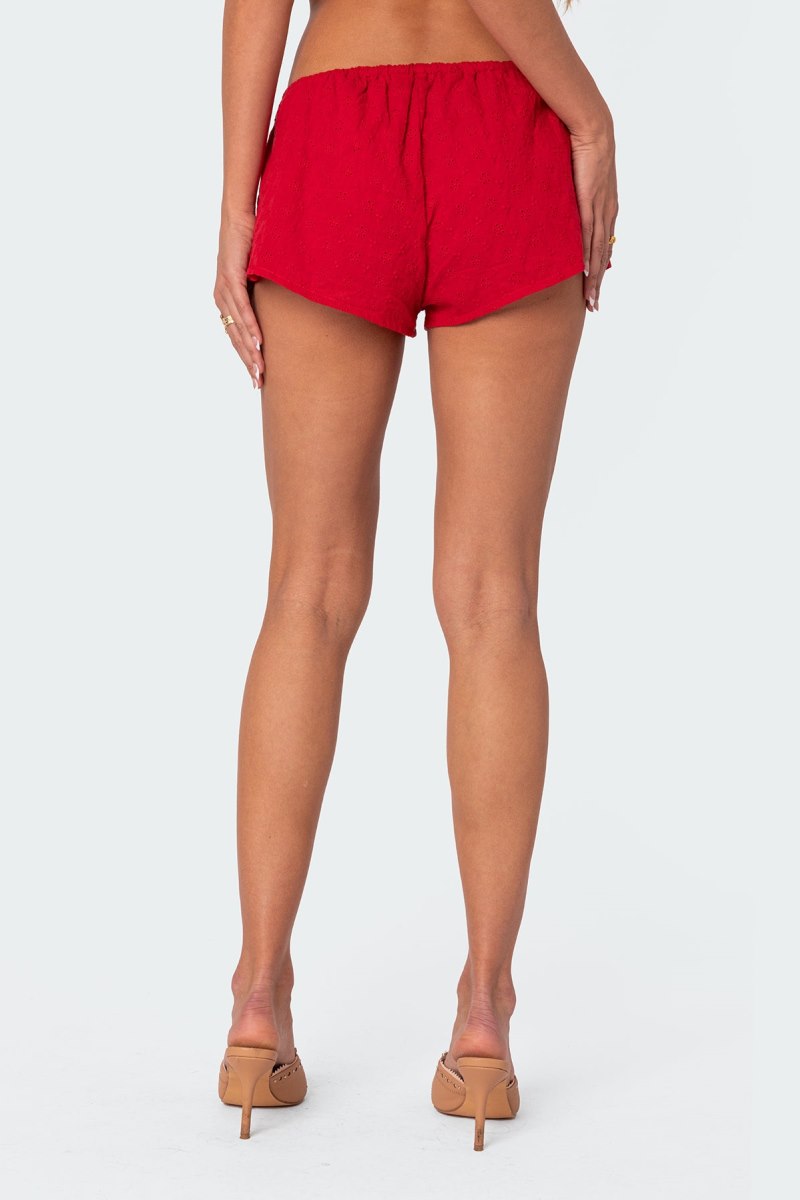 Edikted Cayenne Eyelet Micro Shorts Red | USA WK691329M8
