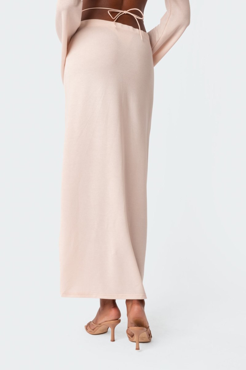 Edikted Celeste Low Rise Strap Maxi Skirts Cream | USA JW014991A3