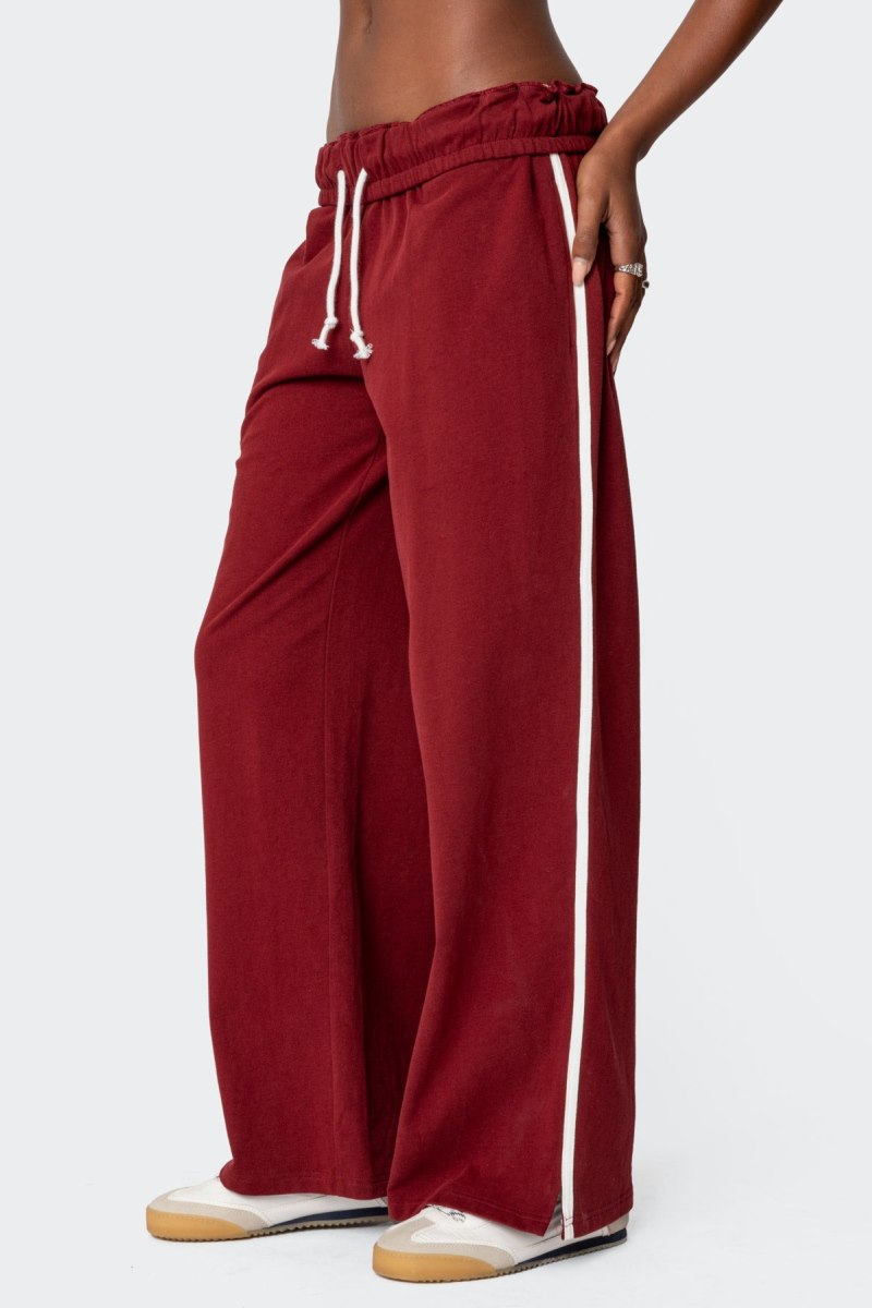 Edikted Chance Fold Over Sweatpants Pants Burgundy | USA VE631433Q0