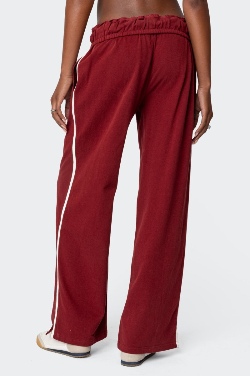 Edikted Chance Fold Over Sweatpants Pants Burgundy | USA VE631433Q0