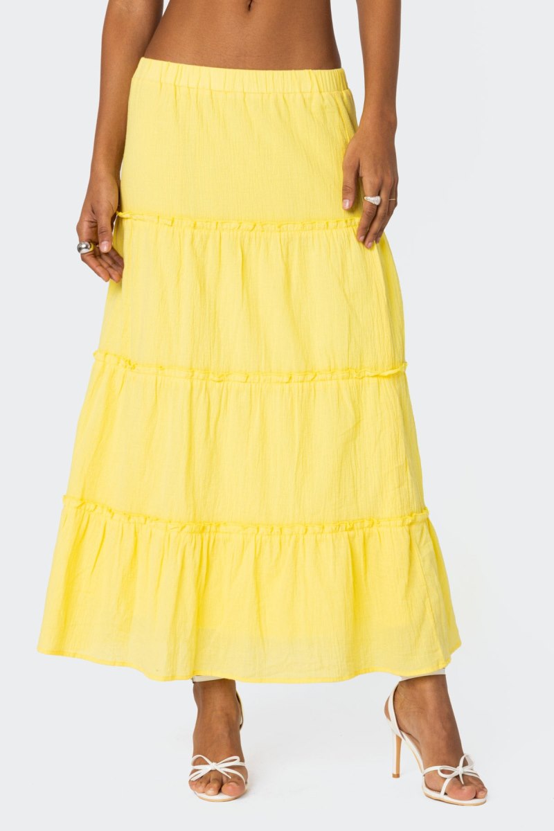 Edikted Charlotte Tiered Maxi Skirts Black | USA UD050635E6