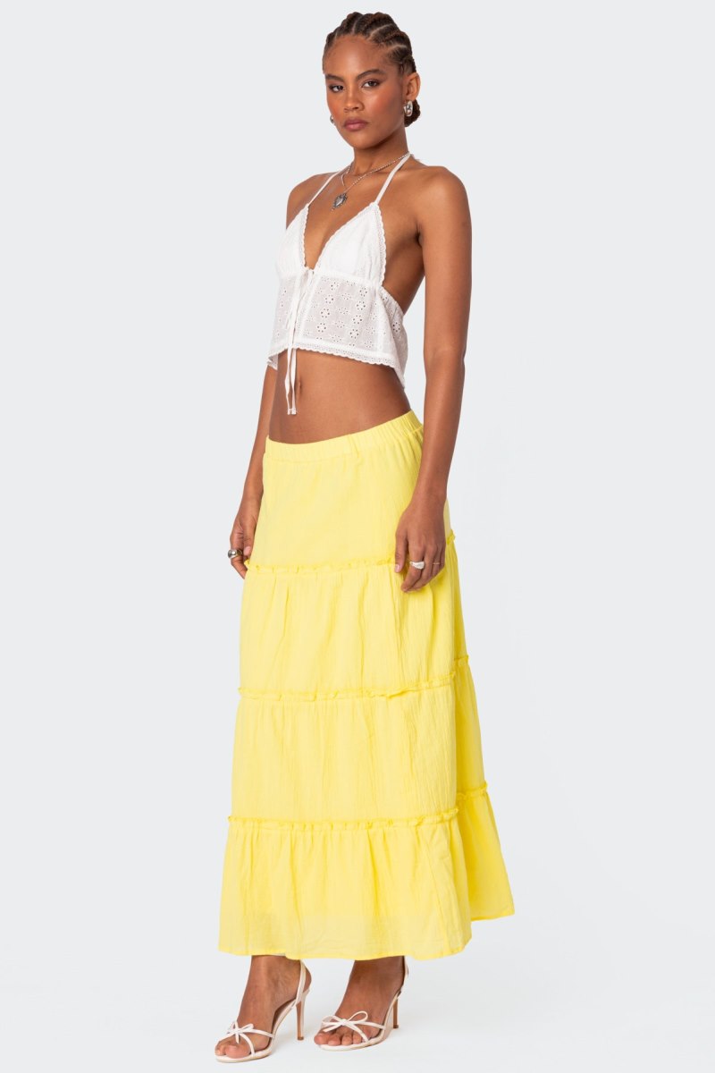 Edikted Charlotte Tiered Maxi Skirts Black | USA UD050635E6