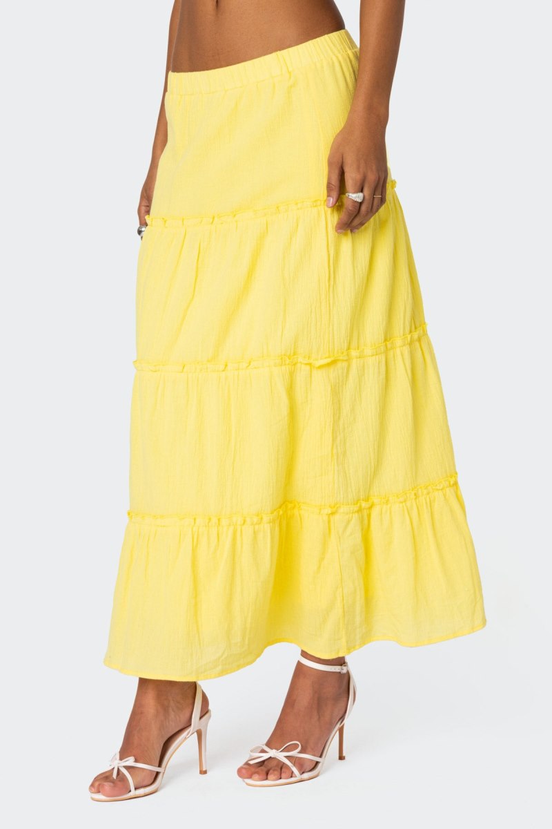 Edikted Charlotte Tiered Maxi Skirts Black | USA UD050635E6