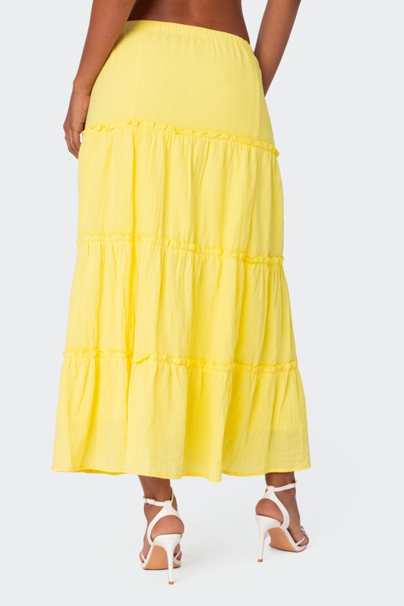 Edikted Charlotte Tiered Maxi Skirts Black | USA UD050635E6