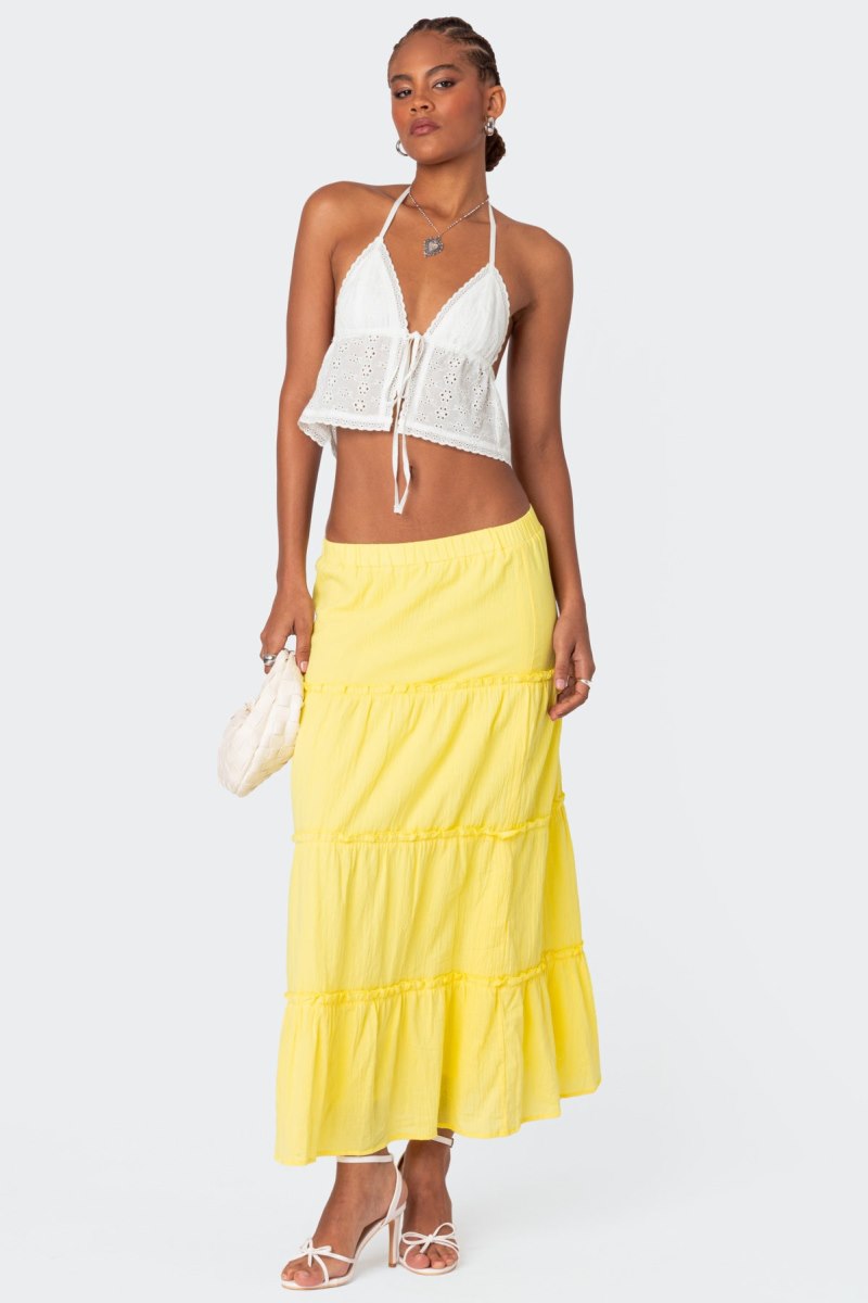 Edikted Charlotte Tiered Maxi Skirts Black | USA UD050635E6