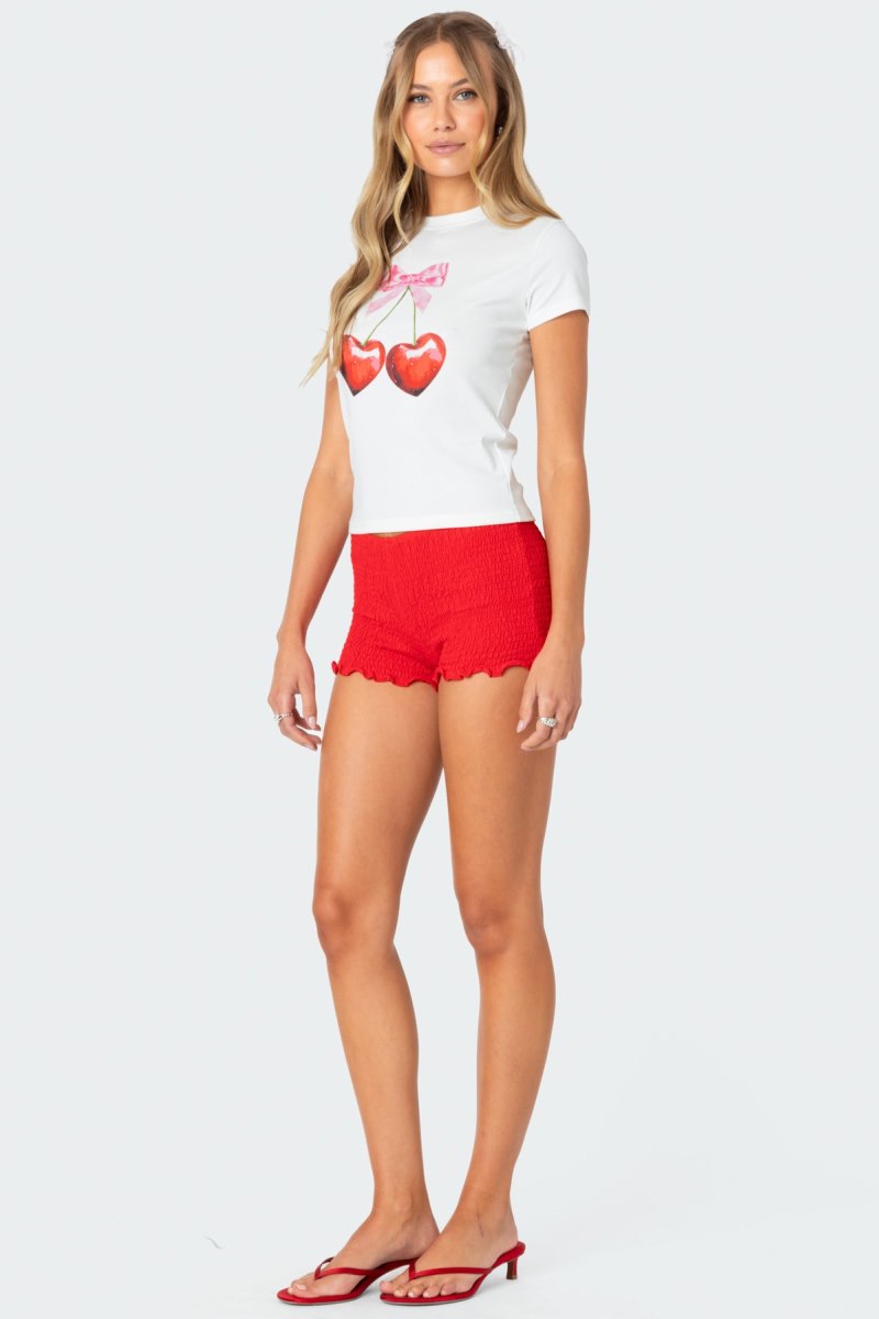 Edikted Cherry Heart T Shirt Graphic Tops White | USA EZ466956J9