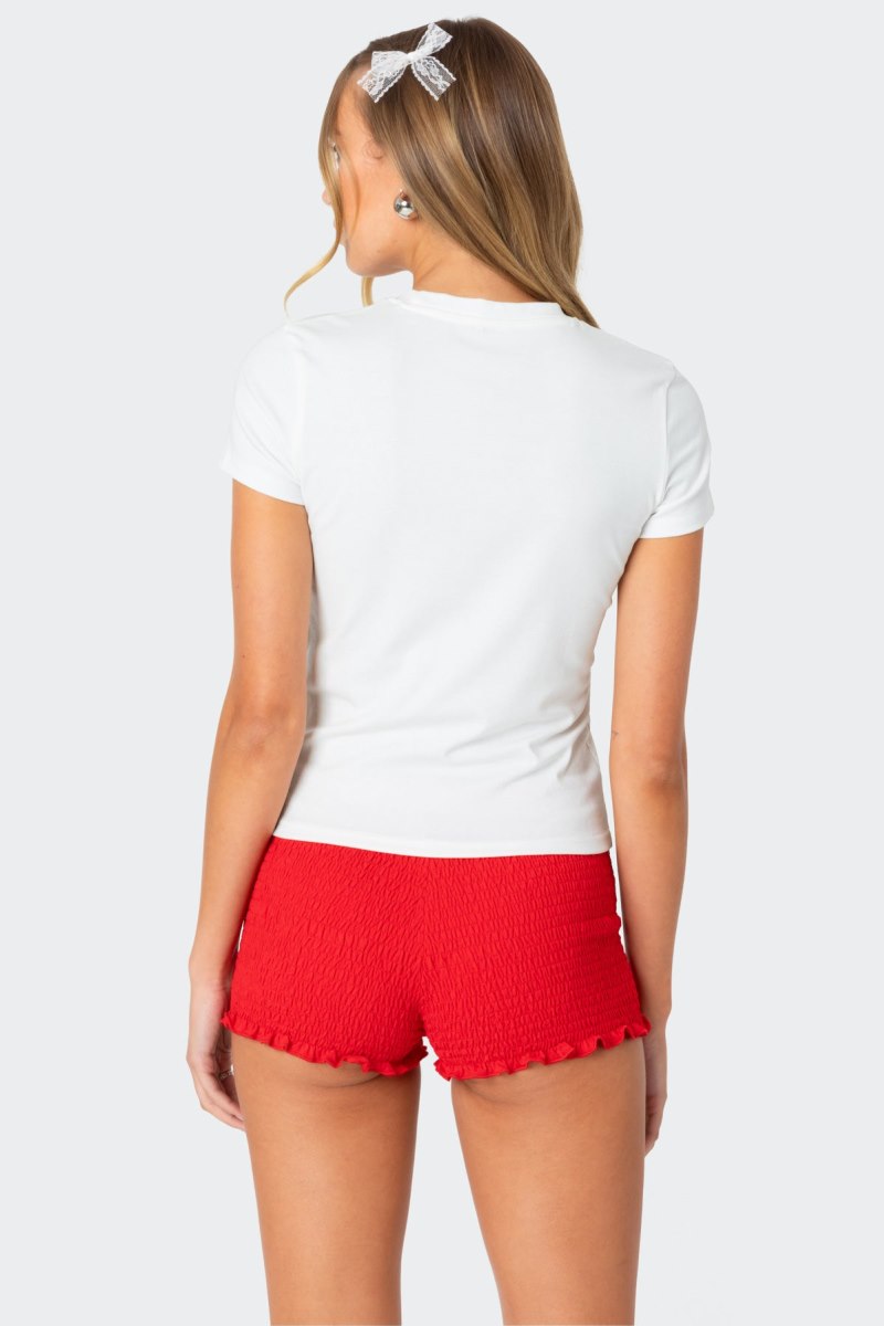 Edikted Cherry Heart T Shirt Graphic Tops White | USA EZ466956J9